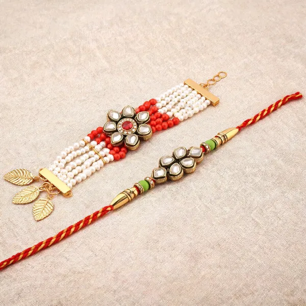 White_And_Red_Rakhi,_Bracelet_Alloy_For_Brother_And_Sister-In-Law_Pack_Of_2