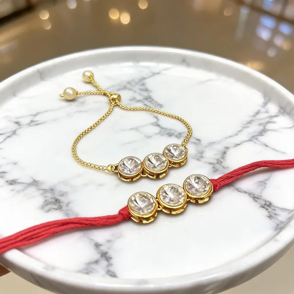 White_Rakhi,_Lumba,_Bracelet_Alloy_For_Brother_And_Sister-In-Law_Pack_Of_2