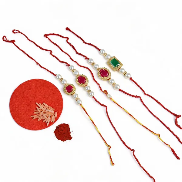 Pink_And_Green_Rakhi,_Lumba,_Bracelet_Alloy_For_Brother_And_Sister-In-Law_Pack_Of_2