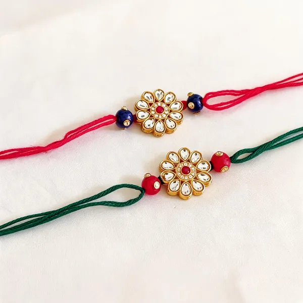 Multicolor_Rakhi,_Lumba,_Bracelet_Alloy_For_Brother_And_Sister-In-Law_Pack_Of_2