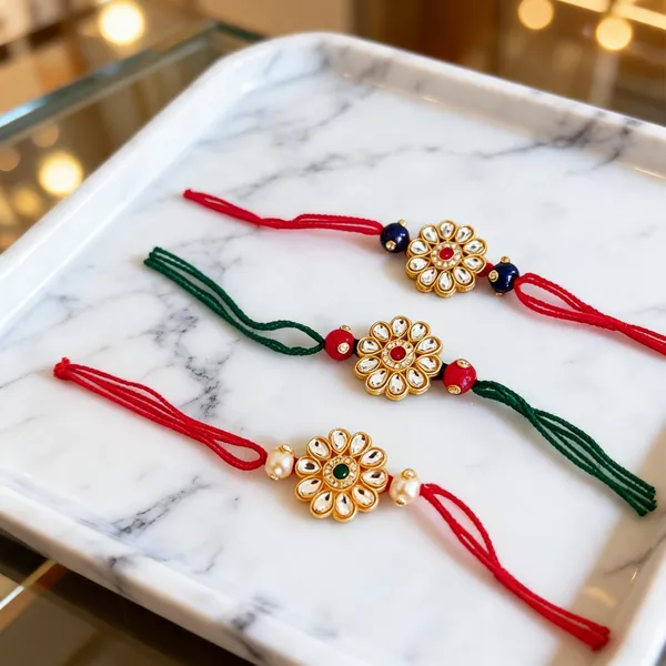Multicolor_Rakhi,_Lumba,_Bracelet_Alloy_For_Brother_And_Sister-In-Law_Pack_Of_2