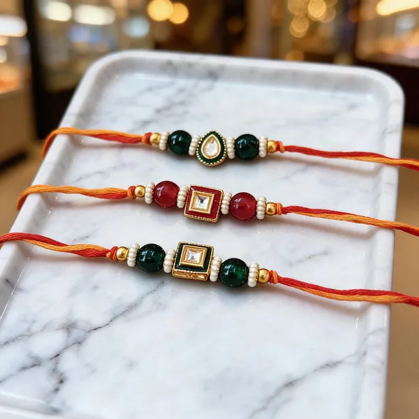 Green_And_Red_Rakhi,_Bracelet_Alloy_For_Brother_And_Sister-In-Law_Pack_Of_2