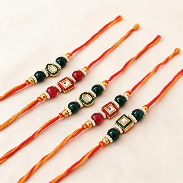 Green_And_Red_Rakhi,_Bracelet_Alloy_For_Brother_And_Sister-In-Law_Pack_Of_2