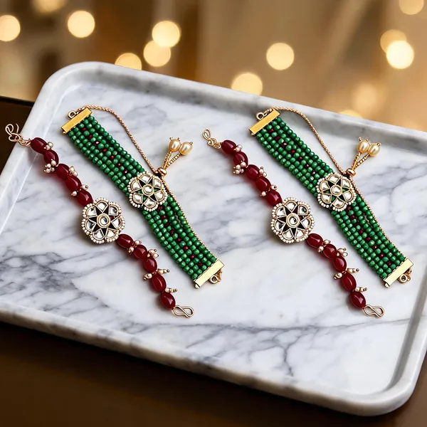 Green_And_Maroon_And_White_Rakhi,_Bracelet_Alloy_For_Brother_And_Sister-In-Law_Pack_Of_2