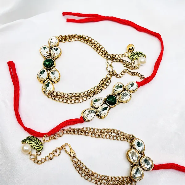 Green_And_White_Rakhi,_Lumba,_Bracelet_Alloy_For_Brother_And_Sister-In-Law_Pack_Of_2