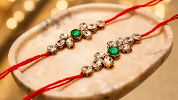 Lion_Green_And_White_Rakhi,_Lumba,_Bracelet,_Chawal_Roli_Pack_Alloy_For_Women_And_Men_Pack_Of_2