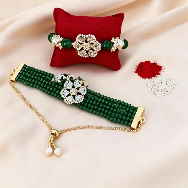 Green_Rakhi,_Lumba,_Bracelet,_Chawal_Roli_Pack_Alloy_For_Brother_And_Sister-In-Law_Pack_Of_2