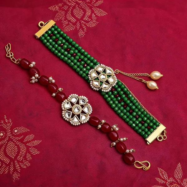 Green_And_Maroon_Rakhi,_Lumba,_Bracelet,_Chawal_Roli_Pack_Alloy_For_Brother_And_Sister-In-Law_Pack_Of_1