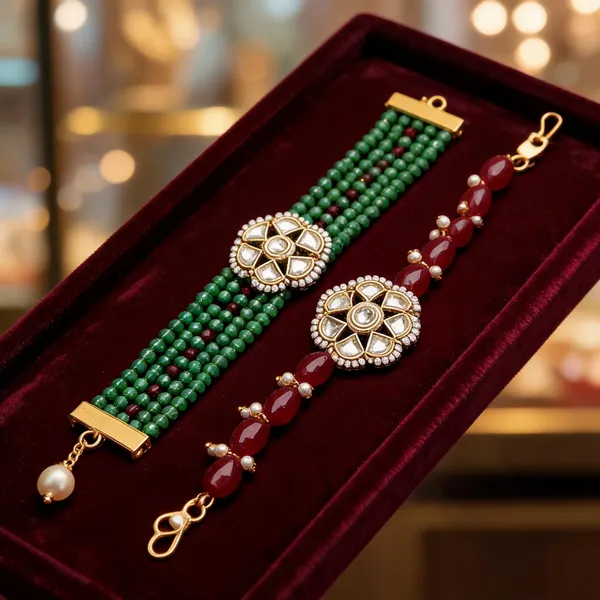 Green_And_Maroon_Rakhi,_Lumba,_Bracelet,_Chawal_Roli_Pack_Alloy_For_Brother_And_Sister-In-Law_Pack_Of_1