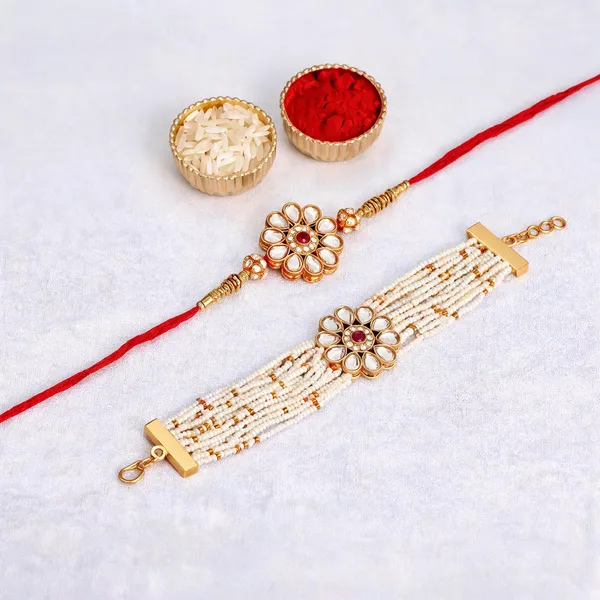 White_And_Maroon_Rakhi,_Bracelet,_Chawal_Roli_Pack_Alloy_For_Brother_And_Sister-In-Law_Pack_Of_1