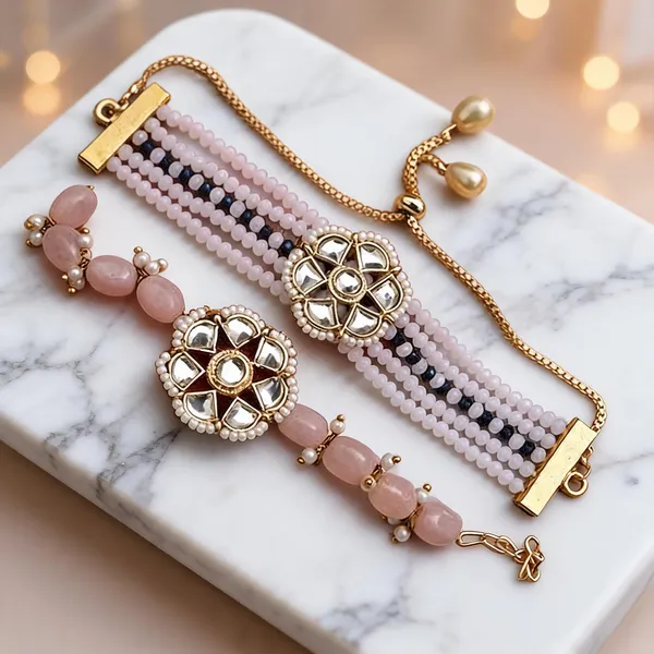Light_Pink_Rakhi,_Bracelet_Alloy_For_Brother_And_Sister-In-Law_Pack_Of_2