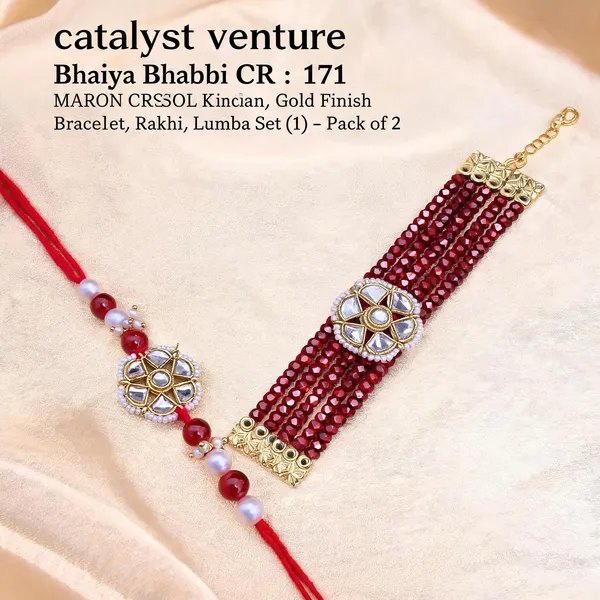 Maroon_Rakhi,_Lumba,_Bracelet_Alloy_For_Brother_And_Sister-In-Law_Pack_Of_2