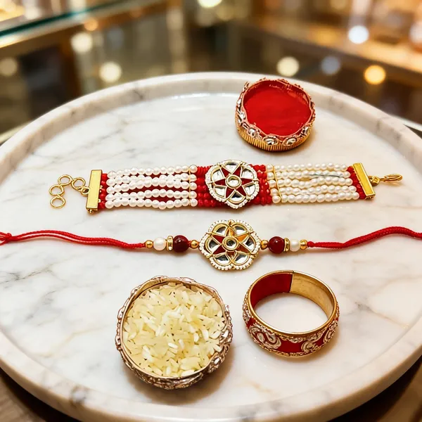 White_And_Red_Rakhi,_Lumba,_Bracelet,_Chawal_Roli_Pack_Alloy_For_Brother_And_Sister-In-Law_Pack_Of_2