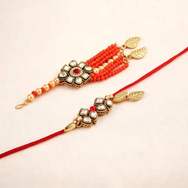 Red_And_Lcd_Rakhi,_Bracelet_Alloy_For_Brother_And_Sister-In-Law_Pack_Of_2
