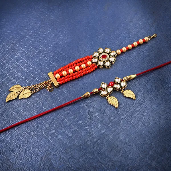 Red_And_Lcd_Rakhi,_Lumba_Alloy_For_Brother_And_Sister-In-Law_Pack_Of_1