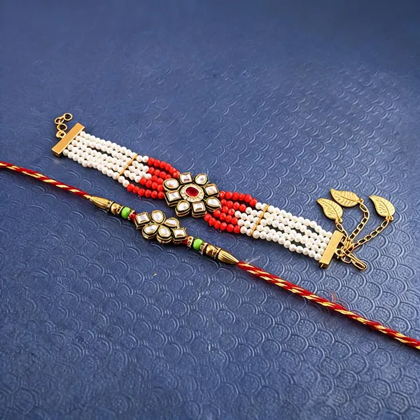 Red_And_White_Rakhi,_Lumba_Alloy_For_Brother_And_Sister-In-Law_Pack_Of_1
