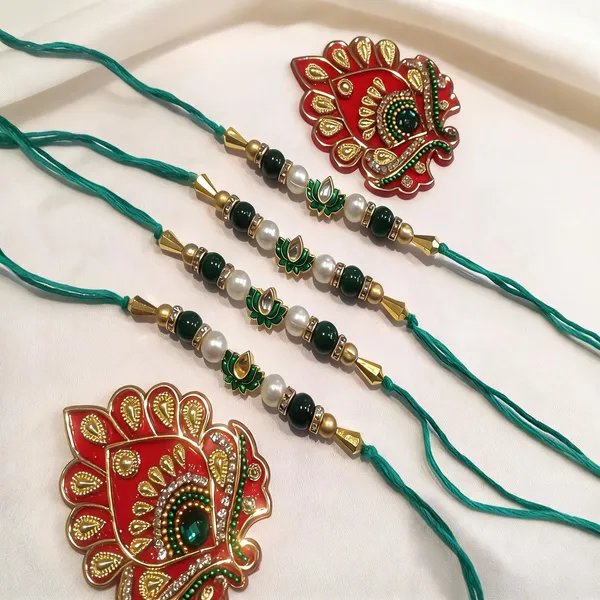 Green_And_White_Rakhi,_Lumba,_Bracelet_Alloy_For_Brother_And_Sister-In-Law_Pack_Of_2