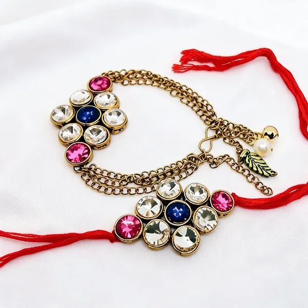 Multicolor_Rakhi,_Lumba,_Bracelet_Alloy_For_Brother_And_Sister-In-Law_Pack_Of_2