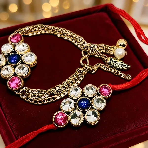 Multicolor_Rakhi,_Lumba,_Bracelet_Alloy_For_Brother_And_Sister-In-Law_Pack_Of_2