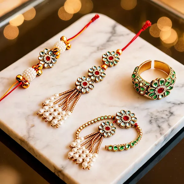 White_And_Maroon_Rakhi,_Lumba,_Bracelet_Alloy_For_Brother_And_Sister-In-Law_Pack_Of_2