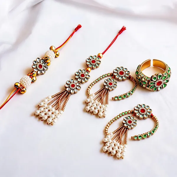 White_And_Maroon_Rakhi,_Lumba,_Bracelet_Alloy_For_Brother_And_Sister-In-Law_Pack_Of_2