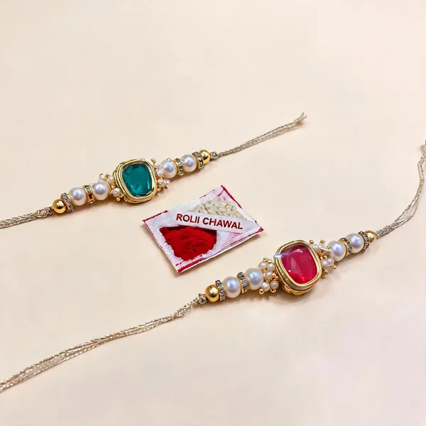 Multicolor_Rakhi,_Lumba,_Bracelet,_Chawal_Roli_Pack_Alloy_For_Brother_And_Sister-In-Law_Pack_Of_2