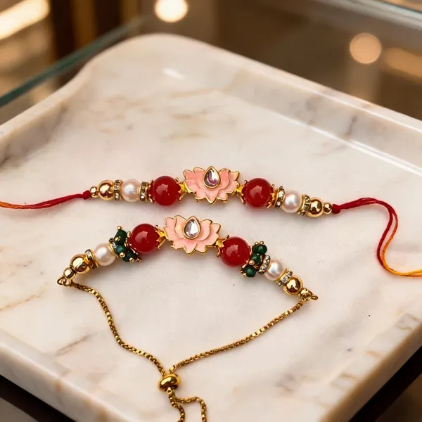 Multicolor_Rakhi,_Lumba,_Bracelet_Alloy_For_Brother_And_Sister-In-Law_Pack_Of_2