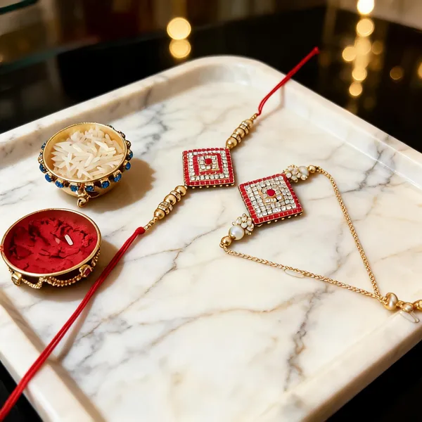 Red_And_White_Rakhi,_Lumba,_Bracelet,_Chawal_Roli_Pack_Alloy_For_Brother_And_Sister-In-Law_Pack_Of_2