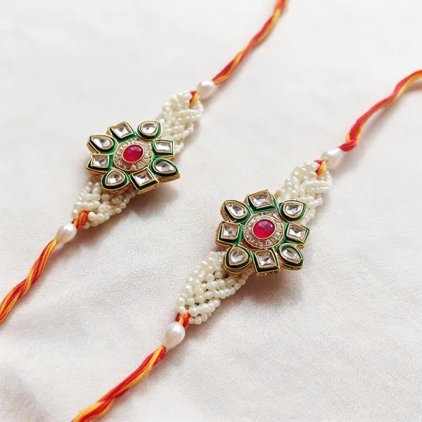 Multicolor_Rakhi,_Lumba,_Bracelet,_Chawal_Roli_Pack_Alloy_For_Brother_And_Sister-In-Law_Pack_Of_2