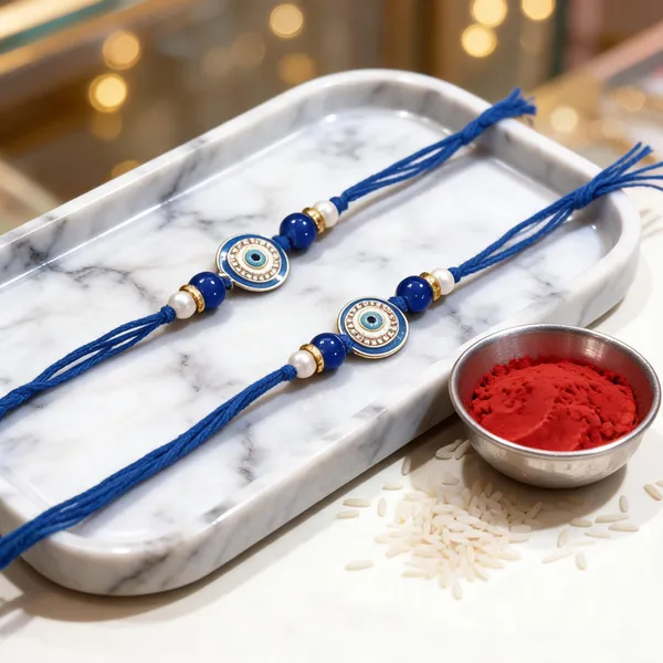 Blue_And_White_Rakhi,_Lumba,_Bracelet,_Chawal_Roli_Pack_Alloy_For_Brother_And_Sister-In-Law_Pack_Of_2