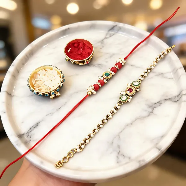 Multicolor_Rakhi,_Lumba,_Bracelet,_Chawal_Roli_Pack_Alloy_For_Brother_And_Sister-In-Law_Pack_Of_2