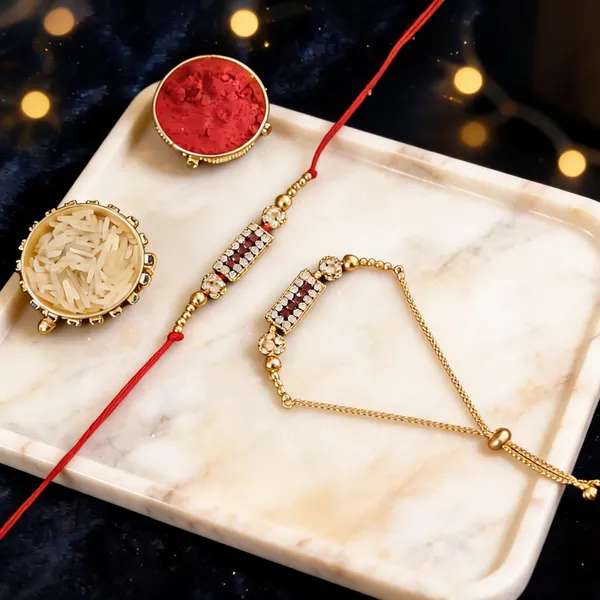 Maroon_And_White_Rakhi,_Lumba,_Bracelet,_Chawal_Roli_Pack_Alloy_For_Brother_And_Sister-In-Law_Pack_Of_2