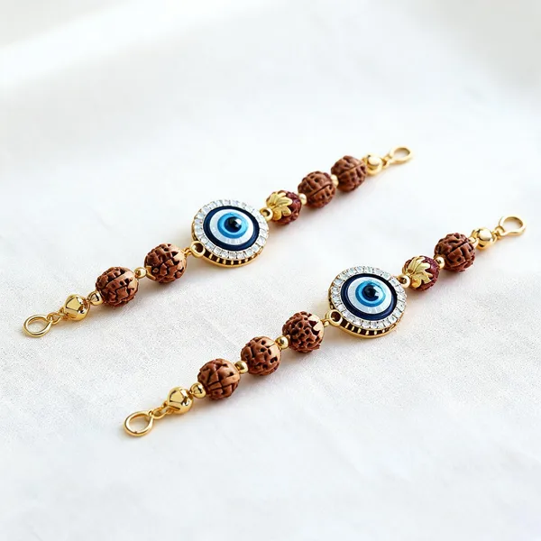 Blue_And_Brown_Rakhi,_Lumba,_Bracelet_Alloy_For_Brother_And_Sister-In-Law_Pack_Of_2