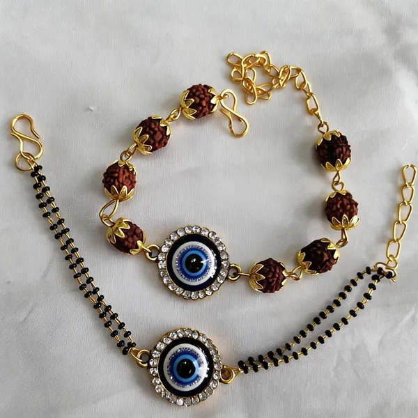 Blue_And_Brown_Rakhi,_Lumba,_Bracelet_Alloy_For_Brother_And_Sister-In-Law_Pack_Of_2