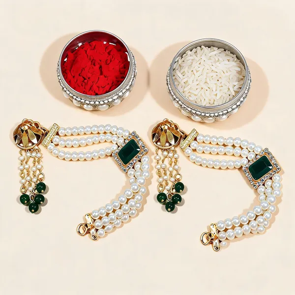 Green_And_White_Rakhi,_Lumba,_Bracelet,_Chawal_Roli_Pack_Alloy_For_Unisex_Pack_Of_2