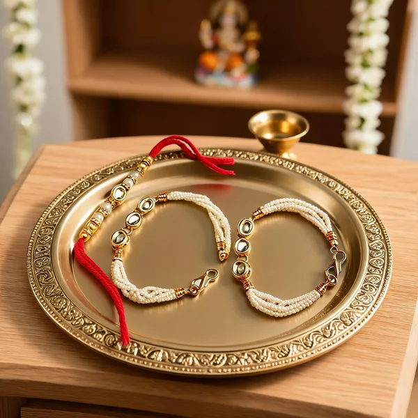 White_And_Red_Rakhi,_Lumba_Alloy_For_Brother_And_Sister-In-Law_Pack_Of_2