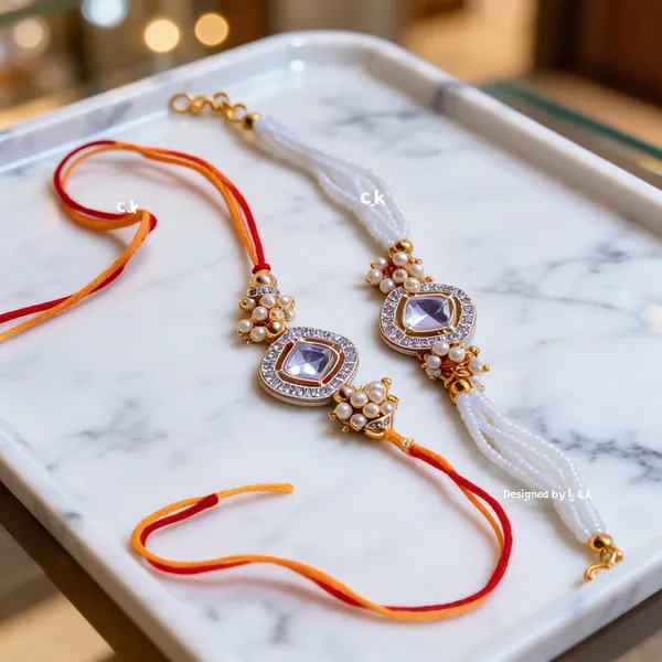 White_And_Multicolor_Rakhi,_Bracelet_Alloy_For_Brother_And_Sister-In-Law_Pack_Of_2
