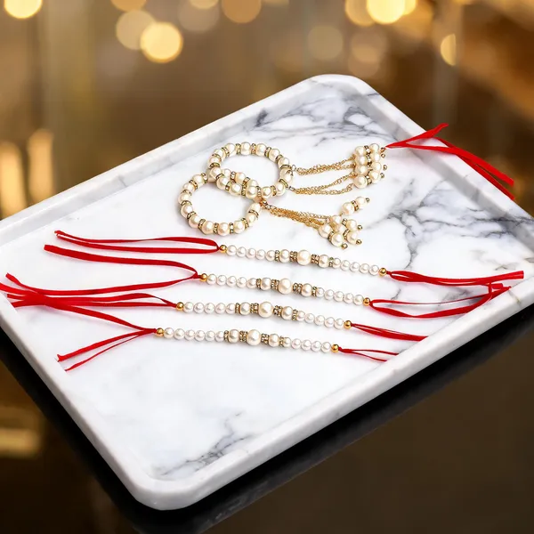 White_Rakhi,_Lumba,_Bracelet_Alloy_For_Brother_And_Sister-In-Law_Pack_Of_2