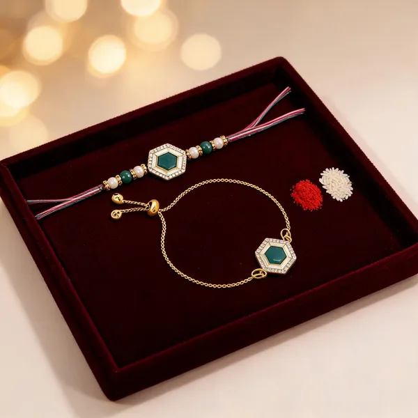 Green_And_White_Rakhi,_Lumba,_Bracelet,_Chawal_Roli_Pack_Alloy_For_Brother_And_Sister-In-Law_Pack_Of_2