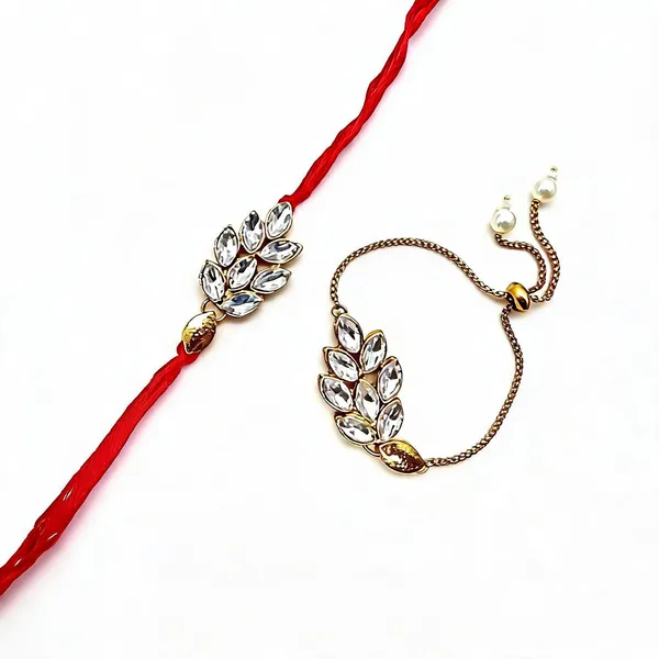 White_Rakhi_Alloy_For_Brother_And_Sister-In-Law_Pack_Of_2