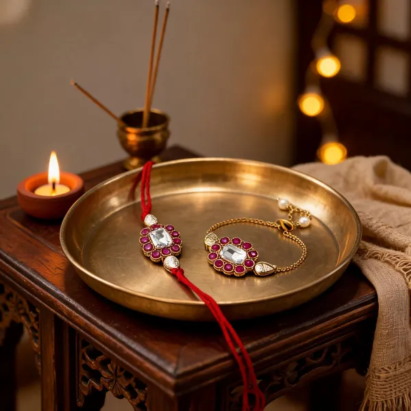 White_And_Dark_Pink_Rakhi_Alloy_For_Brother_And_Sister-In-Law_Pack_Of_2