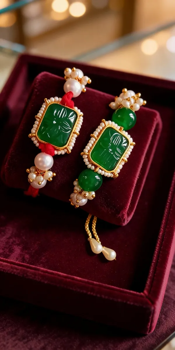 Green_Rakhi,_Bracelet_Alloy_For_Brother_And_Sister-In-Law_Pack_Of_2