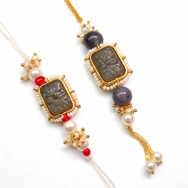 Grey_Rakhi_Alloy_For_Brother_And_Sister-In-Law_Pack_Of_2