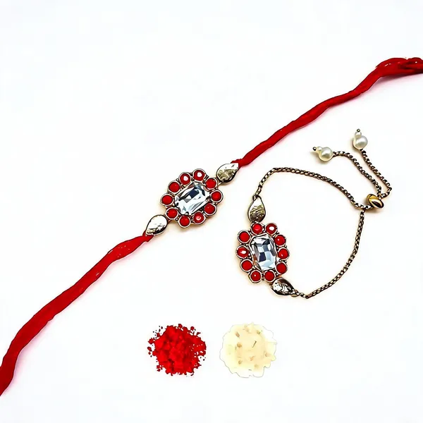 White_And_Red_Rakhi_Alloy_For_Brother_And_Sister-In-Law_Pack_Of_2