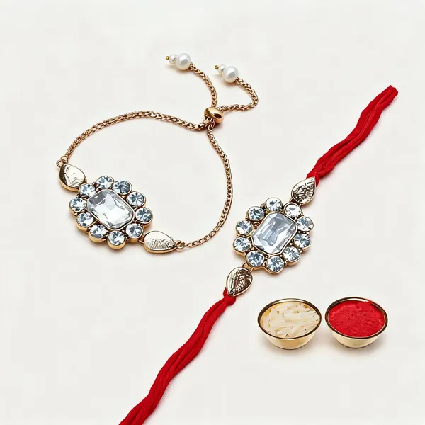 White_Rakhi_Alloy_For_Brother_And_Sister-In-Law_Pack_Of_2