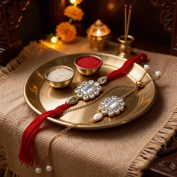 White_Rakhi_Alloy_For_Brother_And_Sister-In-Law_Pack_Of_2