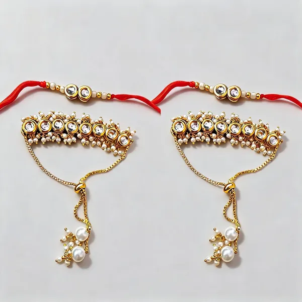 White_Rakhi,_Lumba,_Bracelet_Alloy_For_Brother_And_Sister-In-Law_Pack_Of_2
