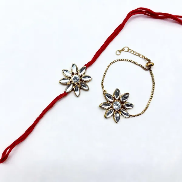 White_Rakhi_Alloy_For_Brother_And_Sister-In-Law_Pack_Of_2
