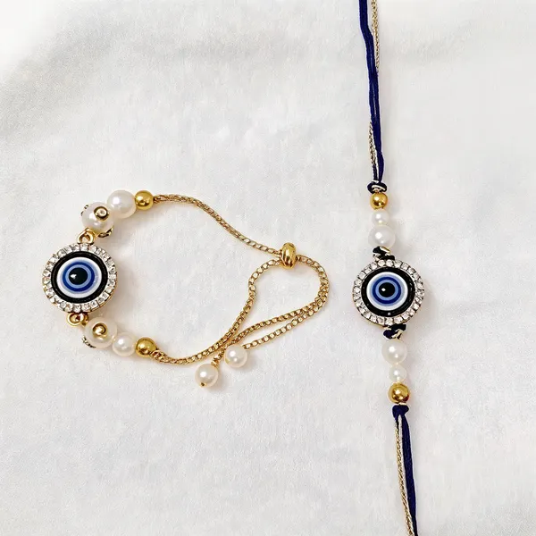 Blue_And_Golden_Rakhi,_Lumba,_Bracelet_Alloy_For_Brother_And_Sister-In-Law_Pack_Of_2