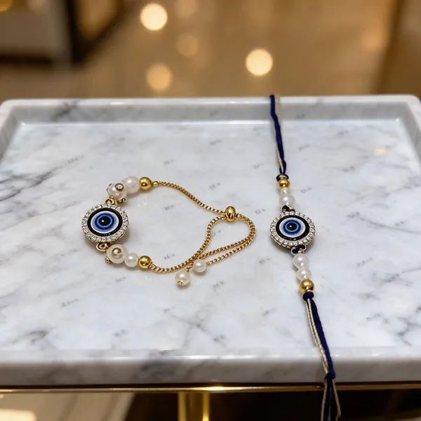 Blue_And_Golden_Rakhi,_Lumba,_Bracelet_Alloy_For_Brother_And_Sister-In-Law_Pack_Of_2